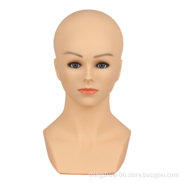 Realistic  mannequin head and shoulder and tripod stand for wig display